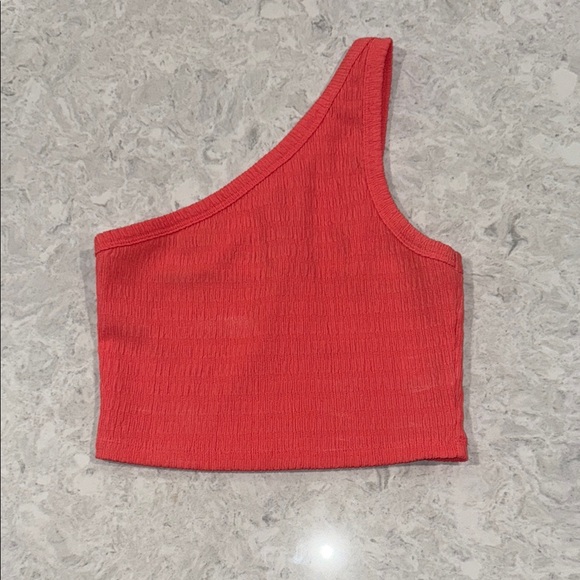 One-Shoulder Coral Top - Picture 1 of 3